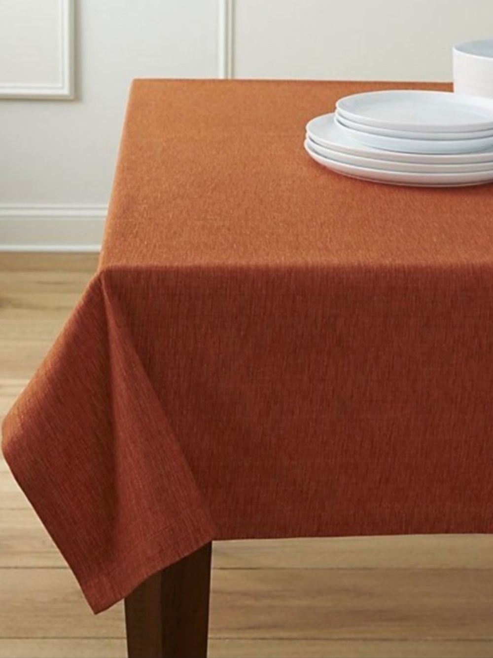 Crate and Barrel Linden Tablecloth Pumpkin 60” x 108”